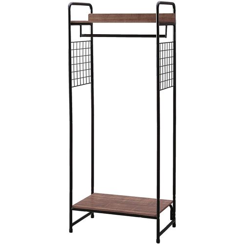 Iris Ohyama - Portant Penderie / Porte-Manteaux Avec tagres Et Supports Accessoires En Bois Mdf Et Mtal - Garment Rack Pi-B4 - Brun Et Noir, 64 X 40 X 150 Cm 530474