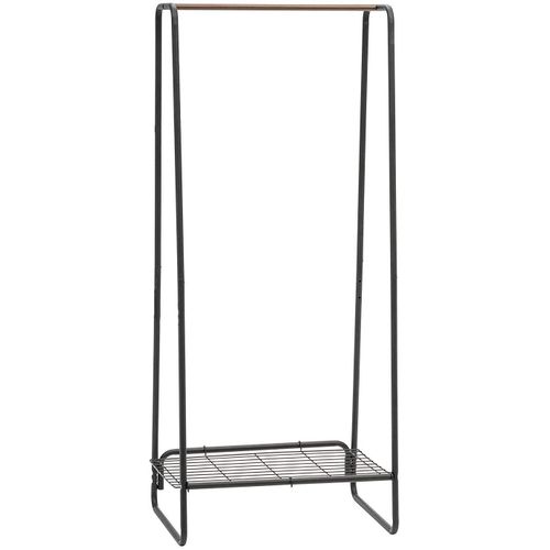 Iris Ohyama - Portant Penderie / Porte-Manteaux Avec tagres Et Supports Accessoires En Bois Mdf Et Mtal - Garment Rack Pi-B5 M - Brun Et Noir, 64 X 49.5 X 150 Cm