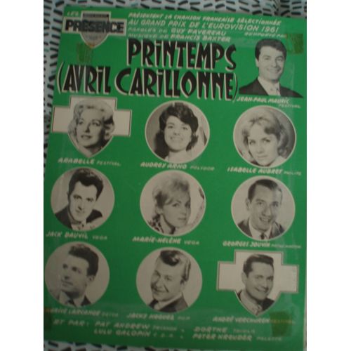 Isabelle Aubret Etc.... / Partition / Printemps ( Avril Carillonne ) De 1963.