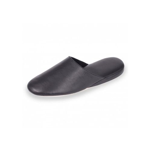 Isotoner Homme Chaussons Mules Cuir 96607 Noir - 46