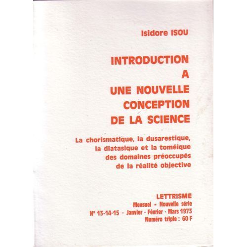 Isou Isidore Introduction A Une Nouvelle Conception De La Science   de isidore isou  Format Broch 