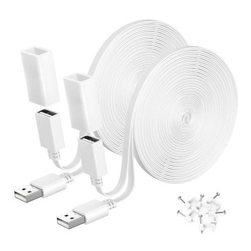 Itramax Cble D'Extension Usb A Mle Vers Usb A Femelle 6M 2Pack Blanc,Usb Cordon Alimentation Long Plat Cble Rsistant Aux Intempries Pour Wyze Cam V4/V3,Wyze Cam Og,Blink 4(4Th Gen),Blink Xt,Mini