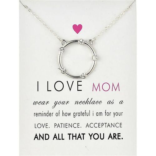 J'aime Maman Strass Soleil Pendentif Collier Dame Multi-Diamant Collier