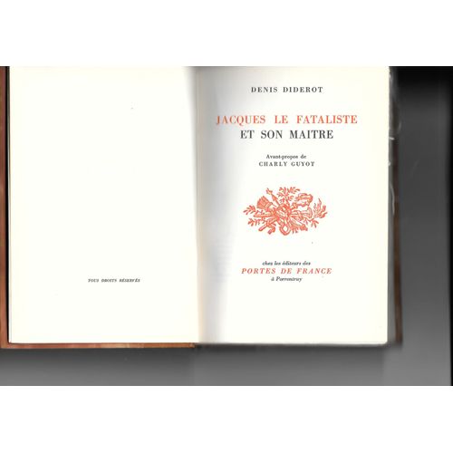 Jacques Le Fataliste   de diderot  Format Broch 