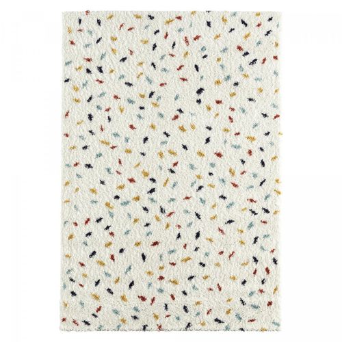 Tapis Longs Poils Shaggy 80x140 Rectangle Tiss Blanc Et Bleu Motif Berbre