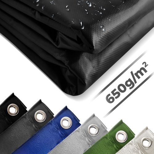 Jago Bche De Protection - 5x7m, Impermable, Polyester Revtu De Pvc 650 G/M, Noir - Couverture Pour Vhicules, Meubles De Jardin