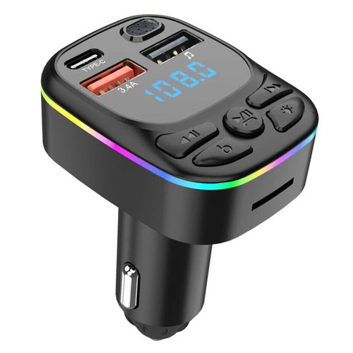 Jajabor-Transmetteur Fm De Voiture,Carte Tf,Disque U,Lecteur Mp3,Tourisme,Usb C,Type C,Chargeur De Voiture,Sans Fil,Bluetooth,Kit D'appel Mains Libres - Type Black