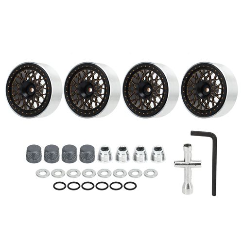 Jante De Roue Rc Beadlock 1,9 Pouces En Alliage D'aluminium, Moyeu De Roue Rc Avec Cle Pour Enjoliveur De Roue Pour Voiture Rc 1/10, 4 Pieces