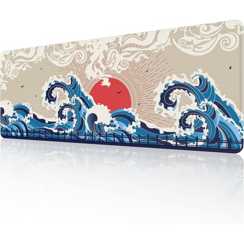 Japan Kanagawa Surfing Mouse Pad (80300,3CM) Tapis de Souris tendu Tapis de Bureau,Tapis de Souris  Bords Cousus,Base en Caoutchouc antidrapante,Clavier Pad,Tapis de Souris de Jeu XL.[F51]