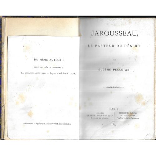 Jarousseau, Le Pasteur Du Desert - E . Pelletan   