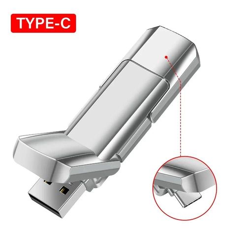 JASTER TYPE-C OTG Flip Cover USB 2.0 Flash Drive 128GB tanche Argent Mtal Pen Drive 64GB Creative Cadeau Memory Stick 32GB - Type Argent-128 Go