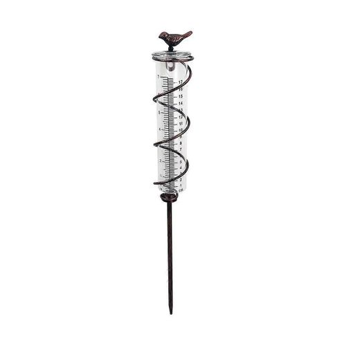 Jauge De Pluie En Spirale En Verre De Capacit,Pluviomtre Suspendu Pour Oiseaux En Fonte,Mesure Du Compteur D'eau De Pluie De Jardin Avec Cadre En Mtal