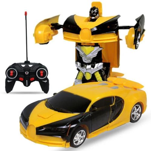 Jaune Bugatti - Jouet de dformation tlcommand en un clic, Voiture aste, Modle de robot, 1:18