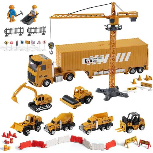 Jaune Camion Chantier Enfant, Vhicules Pour Enfants, Camion Avec Effets Lumires Musique Tracteur Grue Betonniere Grue Jouet