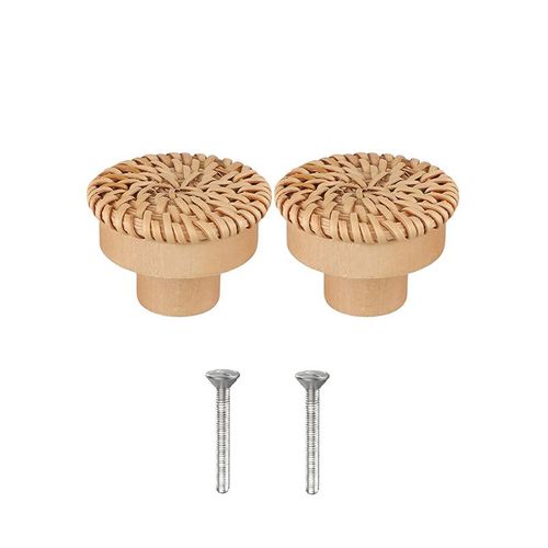 Jaune - Lvent De Commode En Rotin Boho, Ronds En Bois, Tisss  La Main Wunicef, Vis Pour Meubles, 2-10 Pices