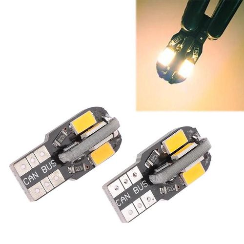 Jaune - Petites Ampoules Led T10 Canbus 5630 8smd 12v 8000k, Lampe De Plaque De Planificateur, clairage De Voiture Breton, Lampe De Signalisation Automatique, 2 Pices