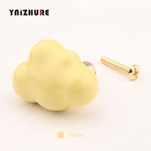 Jaune - Poignes De Meuble En Cramique Pour Chambre D'enfant, Boutons De Meuble, Nuage, Poigne En Laiton, Style Cratif, Pour Commode, Tiroir, Garde-Robe, Porte