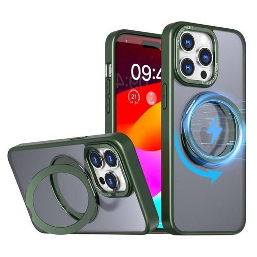Jaym - Coque De Protection Pour Tlphone Portable - Reinforced, With Rotating Stand Ring - Compatibilit Avec Magsafe - Polyurthanne Thermoplastique (Tpu) - Vert - Pour Apple Iphone 15 Pro Max