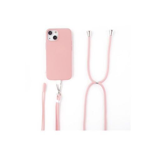 Jaym Pop - Coque De Protection Pour Tlphone Portable - Avec Sangles De Cou Et De Poignet - Silicone Liquide - Rose - Pour Apple Iphone 14
