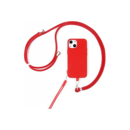 Jaym Pop - Coque De Protection Pour Tlphone Portable - Avec Sangles De Cou Et De Poignet - Silicone Liquide - Rouge - Pour Apple Iphone 14