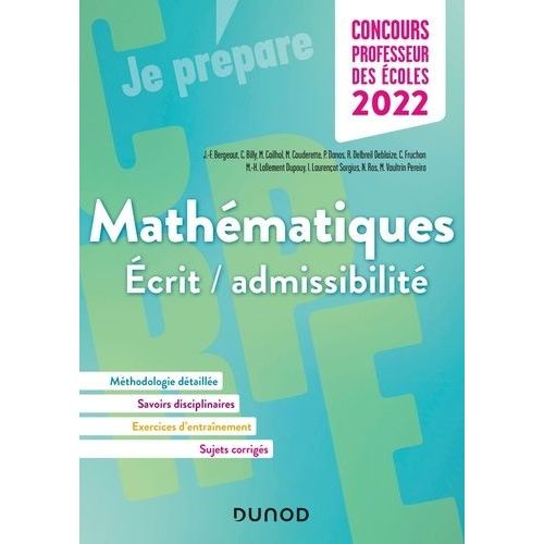 Mathmatiques crit / Admissibilit - Concours Professeur Des coles Crpe    Format Beau livre 