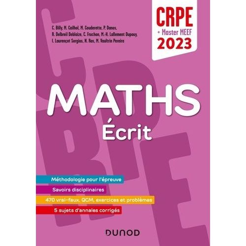 Mathmatiques Ecrit - Crpe + Master Meef    Format Grand Format 