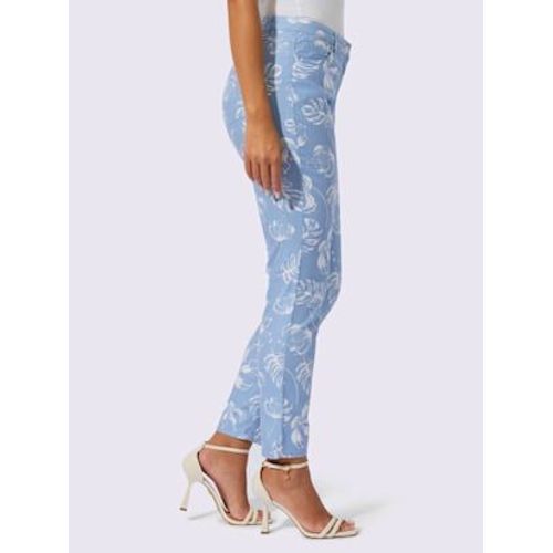 Jean 5 Poches 72% Coton - Creation L - Bleu Glacier-Couleur Ivoire Imprim