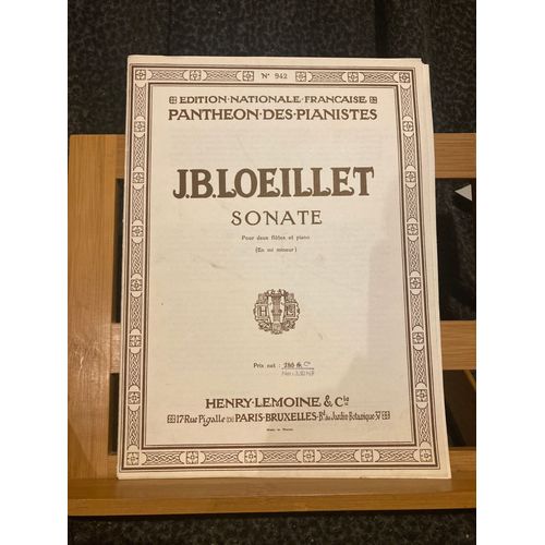 Jean-Baptiste Loeillet Sonate Deux Fltes Et Piano Mi M Partition d. Lemoine