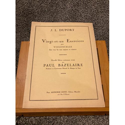 Jean-Louis Duport Vingt-Et-Un Exercices Violoncelle Partition Bazelaire Ed Leduc