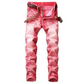 Jeans Mode Homme Regular Fit Casual Imprime De Filigrane Jean Pantalon Homme Rakuten