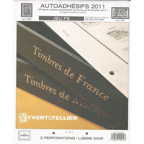 Jeu Autoadhesifs Fs France 2011 2eme Semestre - Yvert Et Tellier