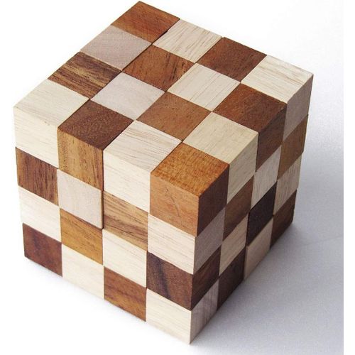 Jeu Casse Tte  Partir De 12 Ans Difficult 6/6. En Bois Massif Aux Normes Ce, Marque Franaise Le Dlirant. Grand Modle De 64 Pices Trs Difficile, Serpent Snake Cube Puzzle 3d.