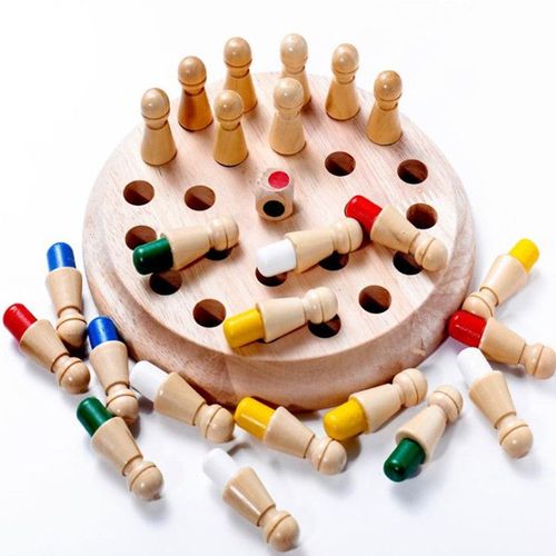 Jeu D'checs En Bois Pour Enfant Et Bb, Jouet ducatif Et Intellectuel De Type Puzzle En Couleur Pour Apprentissage Et Mmoire, Idal Pour Fte,