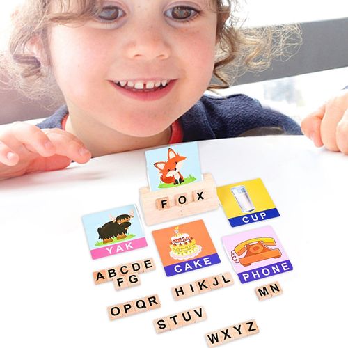 Jeu D'orthographe De Mots En Bois, Puzzle Anglais 26 Lettres, Reconnaissance De L'alphabet, Accessoire De Cognition ducative Pour Tout-Petits, Cadeau