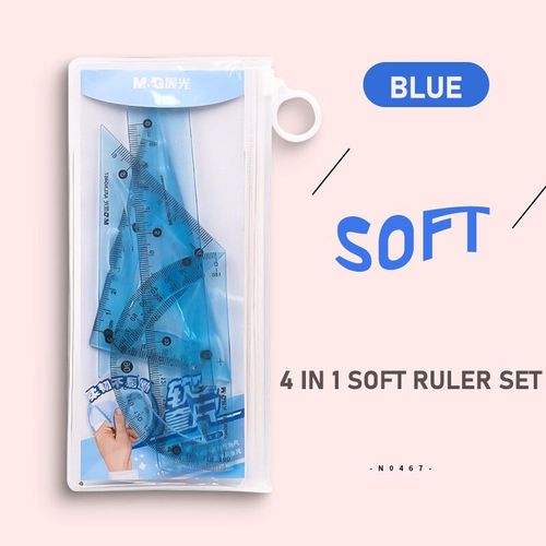 Jeu De 4 Rgles En Aluminium,Pices/Ensemble,Gomtrie Mtallique,Dessin,Boussole,Papeterie,Rgles Mathmatiques Pour L'cole - Type Arln0467 Soft Blue