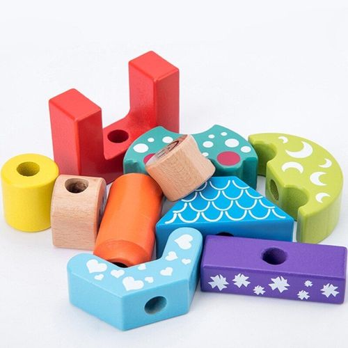 Jeu De Blocs De Branchement, Jouet De Correspondance Des Couleurs Pour Le Dveloppement Du Bb, Bloc De Construction En Bois Color Cratif Pour Center D'Activit