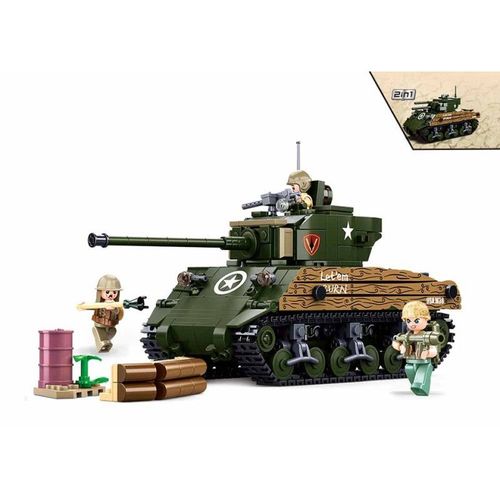 Jeu De Construction Brique Emboitable Sluban Char Tank M4a3 ( 76w) 2en1 Armee Militaire M38 B1110 Soldats Articules 413336