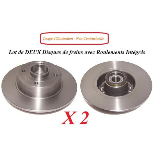 Jeu De Deux Disques De Freins Arrires Pleins Avec Roulement Et Bague Abs - Renault Modus \ Grand Modus (F\Jp0_) 1.2 (Jp0c, Jp0k, Fp0c, Fp0k, Fp0p, Jp0p, Jp0t)  Part. 12/2004
