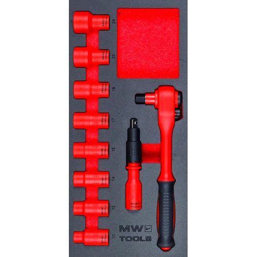 Jeu De Douilles Isoles 1/2 10-24 Mm Ev Vhicules lectriques 10 Pices Module En Mousse Pour Servante D'atelier Mw Tools Mwed1210