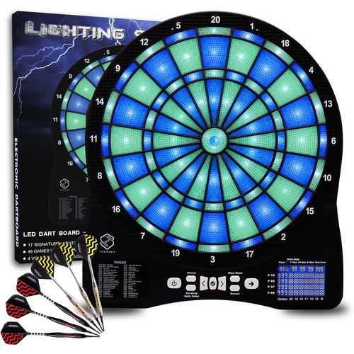 Jeu De Flechette lectronique Lumineux, Cible Flechette,6 Flechette Pointe Plastique,50 Pointes Souples,48 Jeu Principals Et 500 Jeux Variations Cibles lectroniques Pour 8 Joueurs
