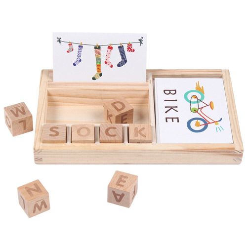 Jeu De Lettres En Bois Pour Enfant, Cartes D'Orthographe Assorties, Mots De Vue, Cartes Flash Assorties, Cube D'Apprentissage, Jouet Prscolaire