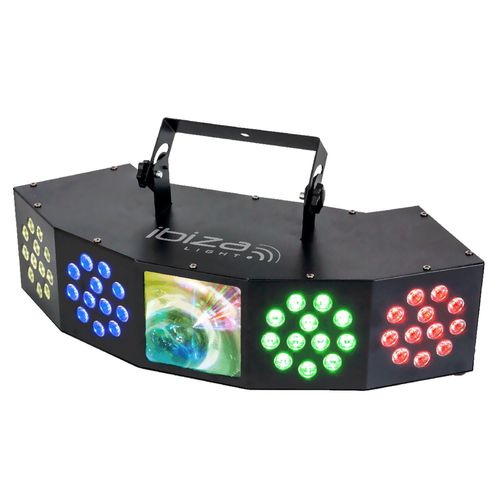 Jeu de lumire Ibiza light COMBI-FX4, effet 3-en-1 Wash/Strobe 4 x 12 LED RGBW Moone 144 LED RGB avec DMX