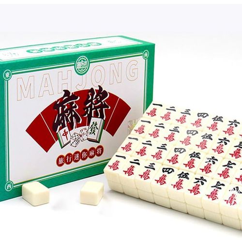 Jeu De Mahjong,Mini Jeu De Mahjong Chinois,Structure Solide,Jeux De Socit Traditionnels Chinois Majiang,144 Tuiles,2 Ds Et tui De Transport En Cuir.[Y625]
