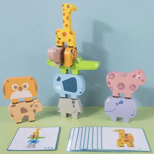 Jeu De Nuit D'empilage D'animaux En Bois Pour Enfant, Puzzle Assressentide Formes, Jouet D'quilibre Montessori, Entranement Motricit Fine-Blank-As Shown