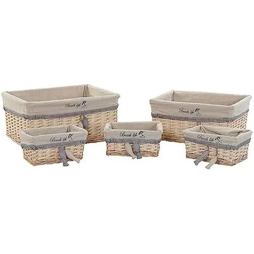 Jeu De Paniers - Dkd Home Decor - Multicolore - Polyester - 38 X 48 X 13 Cm -  Monter Soi-Mme
