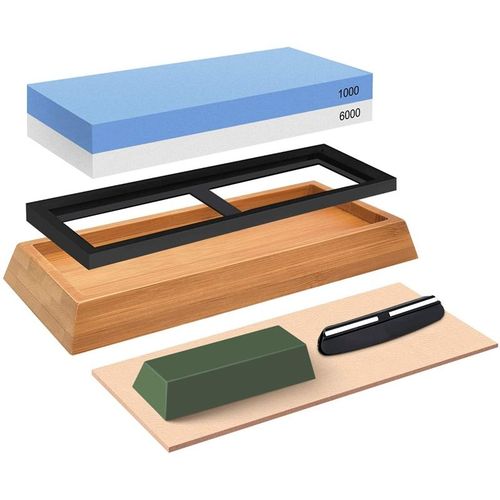Jeu De Pierres  Aiguiser Les Couteaux, Aiguisage Des Couteaux  Grain 1000/6000 Avec Aiguisage Du Cuir, Compos De Polissage Pour La Cuisine