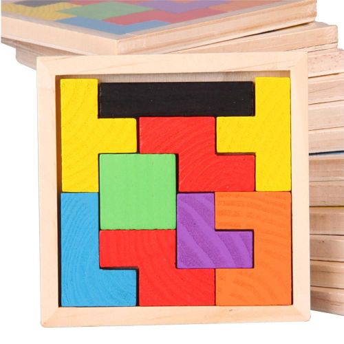 Jeu De Puzzle En Bois Color Tangram Tetris, Casse-Tte, Jouet Prscolaire, Dveloppement De L'Intelligence Pour Nouveau-N