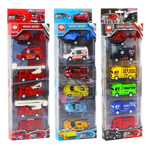 Jeu De Voiture D'ingnierie Amusante  Inertie 6 Pices, Vhicule De Course De L'arme, Pelle, Modle D'avion, Tracteur Pour Enfant, Camion De Pompiers, Jouet Cadeau D'anniversaire