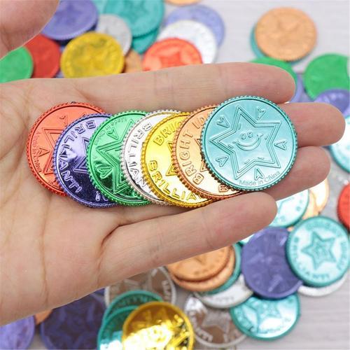 Jeu En Plastique De Pices D'or De Pirate Chanceux De 100, Pices De Trsor D'or De Jeu Pour Jouer P31b