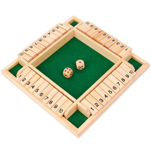 Jeu familial Shut The Box de 8,8 pouces (1 à 4 joueurs), grand jeu de dés en bois à 4 faces avec Jeu familial Shut The Box de 8,8 pouces (1 à 4 joueurs), grand jeu de dés en bois à 4 faces avec